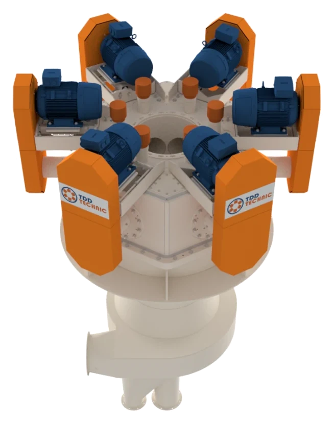 THS-030-6 Havalı Sınıflandırıcı — 6 rotorlu üstten görünüş
